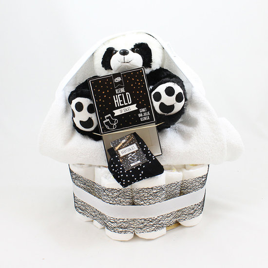 Pampertaart kleine held op sokjes - panda