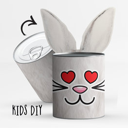Snoepblik: Kids DIY, kleef zelf je blik - wit konijn