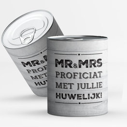 Snoepblik: mr & mrs proficiat met jullie huwelijk